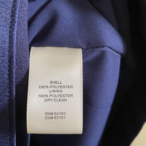 Eliza J Navy Blue Asymmetrical Pleated Fit Flare Crepe Vneck Shift Dress Size 2P - Picture 6 of 8